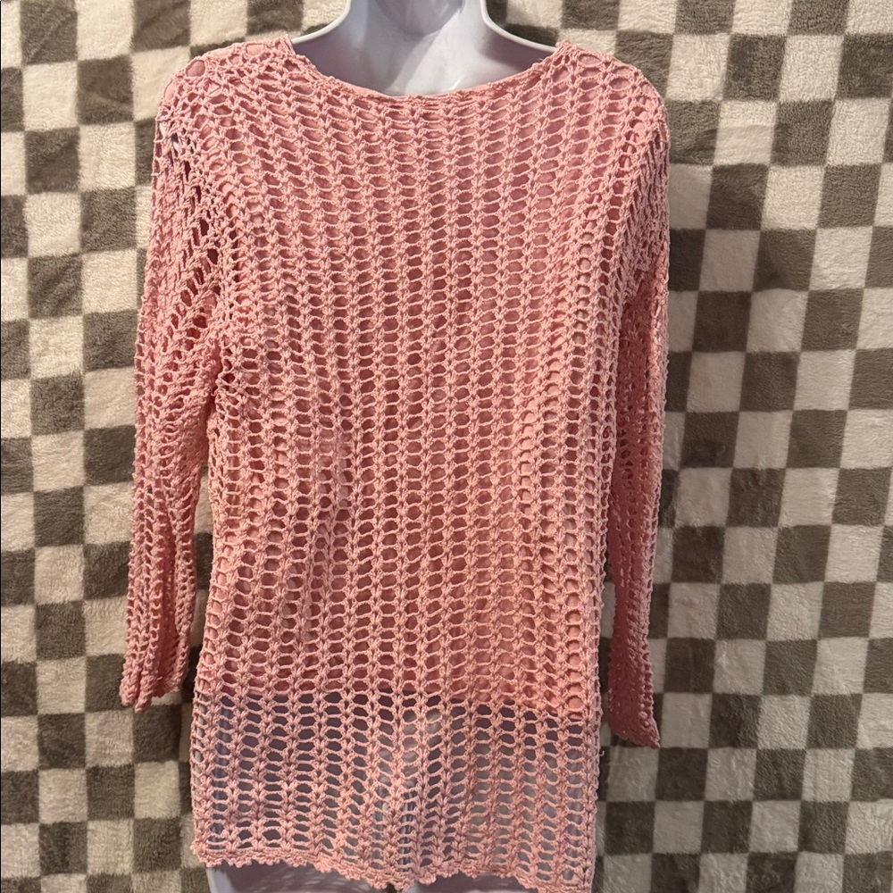 Croft & Barrow Women’s Long Sleeve XL CrewNeck Pullover Knit Crochet Lined Top - Picture 7 of 12
